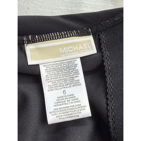 Michael Kors Embellished One-Shoulder Underwire One Piece Swimsuit Blk Sz 6 New - Picture 8 of 10